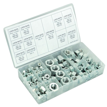 Sunbelt Locknut Assortment (150 pieces) 4.9" x8.3" x1.75" A-B1AC213